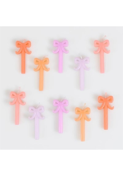 Meri Meri - Mini Bow Candles - Mini Fiyonk Mumlar - 10 Adet