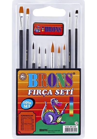 Brons Fırça Seti Sulu Boya Ve Yağlı Boya 10 Lu Br-248