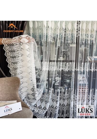 Lüks Tül Perde Brode4 Işlem Yüksek Kalite Beyaz Rengi.Modern H...