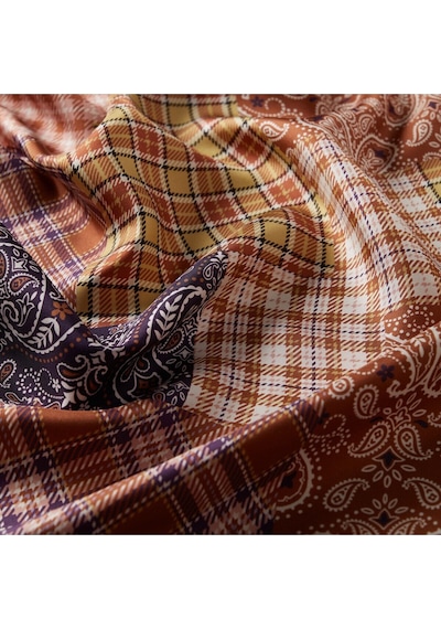 İpekevi Pudra Mor Patchwork Desenli Tivil Ipek Eşarp Çok Renkli