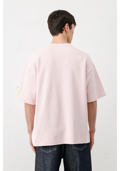 Vamos Baskılı Oversize Tişört V70-140 Pembe