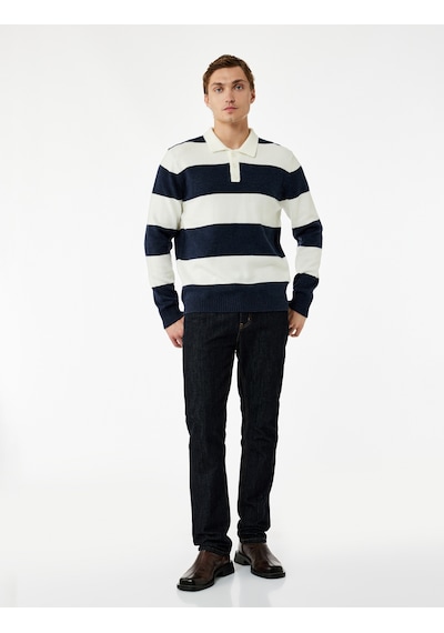 Koton Regular Fit Uzun Kollu Polo Yaka Triko Kazak Lacivert Çizgili 6wam70012ht Lacivert Çizgili Koton Regular Fit Uzun Kollu Polo Yaka Triko Kazak Lacivert Çizgili 6wam70012ht Lacivert Çizgili