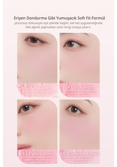 Dasique Karıştırılabilir Renk Tonlarına Sahip 4lü Allık Blending Mood Cheek 08 Blueberry Sorbet 08 Blueberry Sorbet