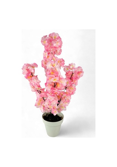Yapay Ağaç Bahardalı Ağacı Pembe Japon Kiraz Çiçeği Sakura Çiçeği 70cm Beyaz Plastik Saksılı