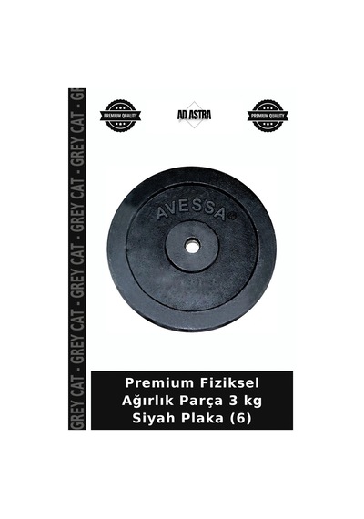 Premium Fiziksel Ağırlık Parça 3 Kg Siyah Plaka 6