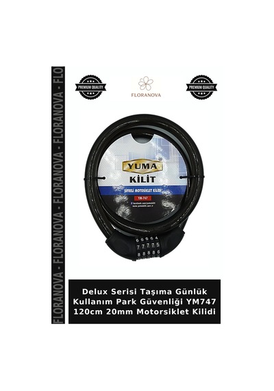 Delux Serisi Taşıma Günlük Kullanım Park Güvenliği Ym747 120cm 20mm Motorsiklet Kilidi