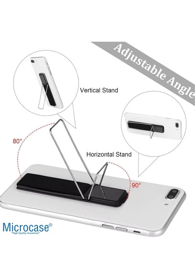 Microcase Üniversal Telefon Arkası El Parmak Tutucu Metal Mıknatıslı Standlı Cep Telefonu Tutacağı - Al4938 Siyah