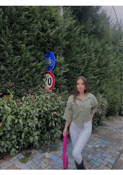 Reyon Haki Yan Detaylı Gömlek Haki
