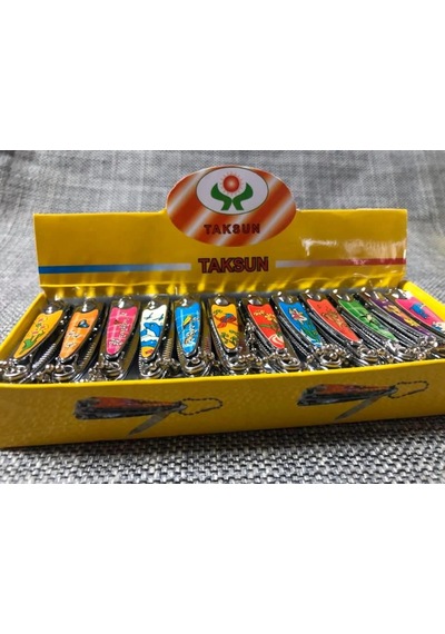 Taksun Tırnak Makası 5,5 cm - Renkli Desenli Askılı Tırnak Makası 24 Lü Paket