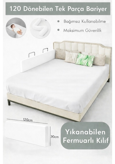 Miralay Yeni Nesil Yatak Bariyeri 120 CM Beyaz