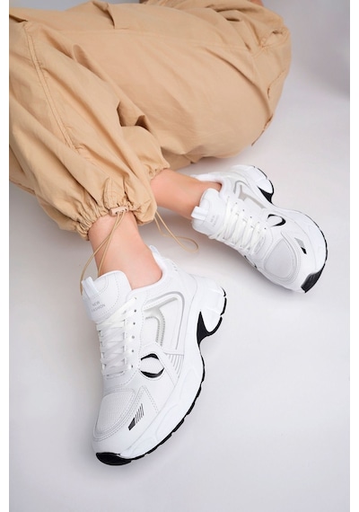 Mcdark Yüksek Taban Beyaz Siyah Günlük Sneakers Ayakkabı