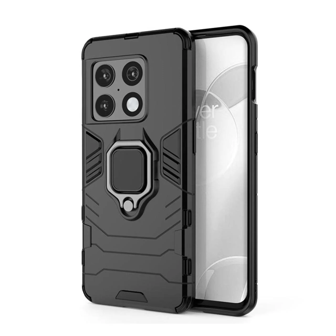 Microcase Oneplus 10 Pro Batman Yüzüklü Armor Kılıf - Siyah