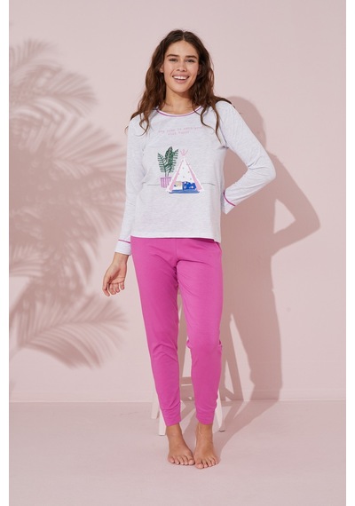 Siyah İnci Pamuklu Örme Pijama Takım 24241087 Gri
