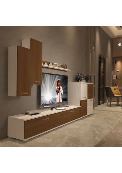 Decoraktiv Eko 6 Slm Std Tv Ünitesi Tv Sehpası Beyaz - Ceviz