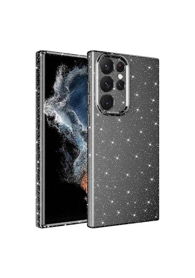 Samsung Uyumlu Galaxy S22 Ultra Kılıf Kamera Korumalı Simli Lüks Zore Koton Kapak Gri