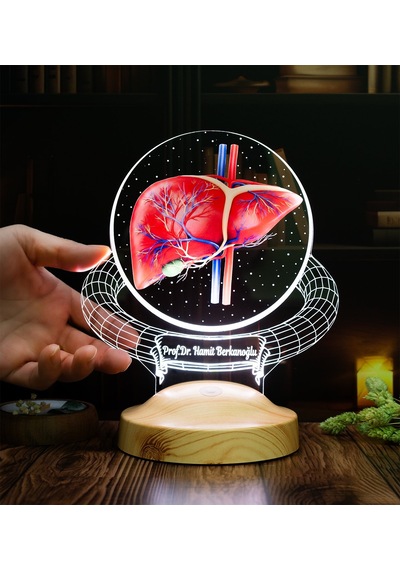Karaciğer Hepatolog Uzmanına Hediye Kişiye Özel Gastroenteroloji & Hepatoloji Doktoru Led Lamba, Karaciğer Tasarımlı Tıp Hediyesi