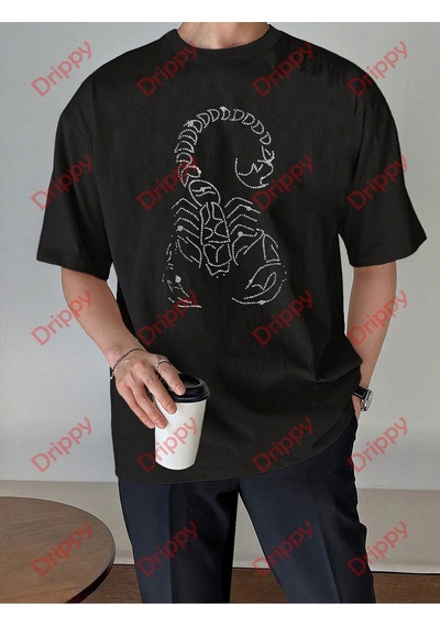 Flood Of Style Unisex Akrep Baskılı Tshirt Siyah