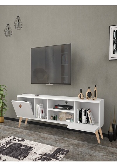 Mbes Mobilya Esin Beyaz 160 Cm Tv Ünitesi (Stoktan Hızlı Kargo)