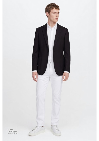 AC&Co / Altınyıldız Classics Erkek Sıyah Slim Fit Dar Kesim Mono Yaka Torba Cepli Blazer Ceket Siyah