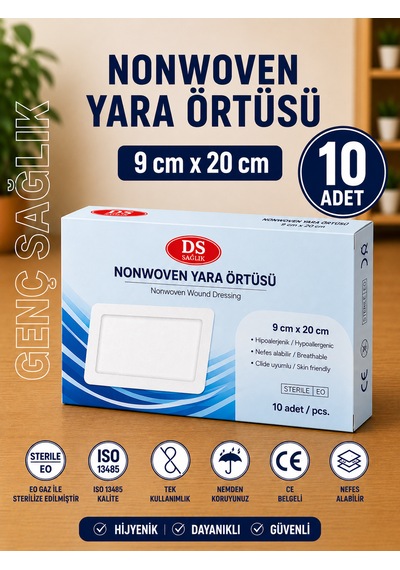 Ds Sağlık Nonwoven Yara Örtüsü 9cm 20cm 10'lu