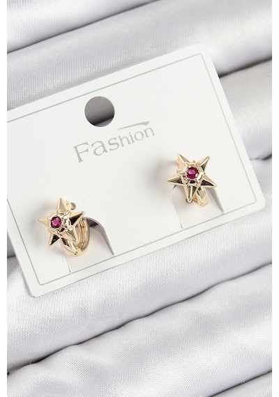 Pirinç Zirkon Taşlı Yıldız Model Gold Renk Çocuk Küpe 6413567
