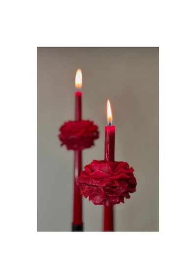 Dekoratif Soy Mum Şamdanlık Mum Kırmızı Rnek 20 Cm 2 Adet 4 Adet Şakaik 6'lı Set Modern Dekoratif Soy Mum Kırmızı