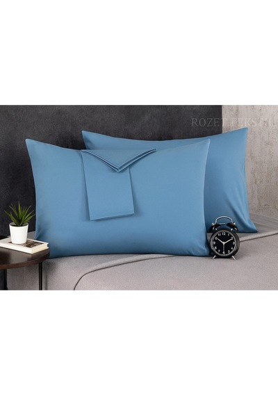 Mavi Pamuk Kumaş Kapaklı Yastık Kılıfı 2 Adet 50 X 70 Cm