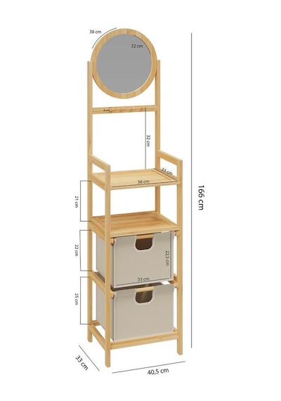 Digithome Bambu Aynalı 2 Çekmeceli Banyo Düzenleyici 2 Raflı Şifonyer Makyaj Organizeri Db-0035 Kahverengi Digithome Bambu Aynalı 2 Çekmeceli Banyo Düzenleyici 2 Raflı Şifonyer Makyaj Organizeri Db-0035 Kahverengi