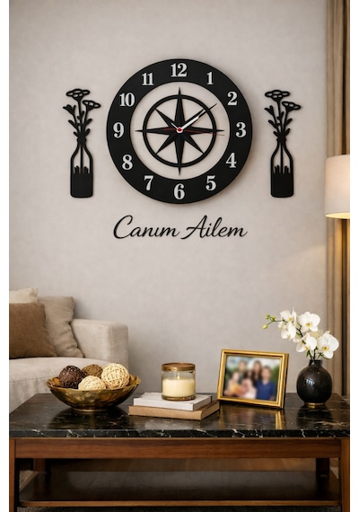 Salon Saati 40 Cm Canım Ailem Temalı No32 Çok Renkli