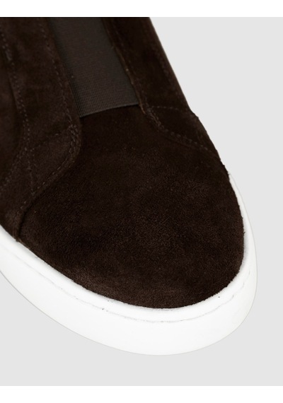 Cabani Hakiki Deri Kahverengi Süet Bağcıksız Erkek Sneaker Ayakkabı