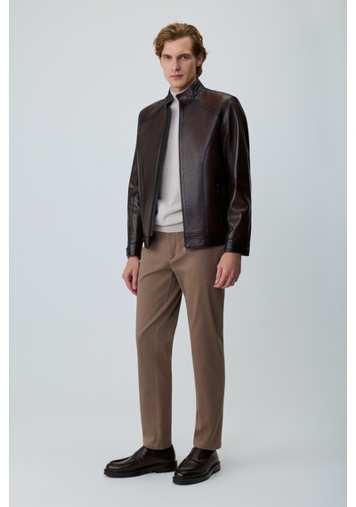 Morven Erkek Kahve New York Kısa Deri Mont 27ks024002400 Kahve