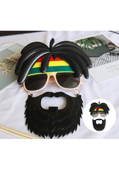 Rasta Peruklu Rasta Sakallı Bob Marley Bıyıklı Parti Gözlüğü 27x18 Cm 5477 "