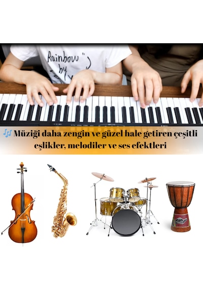 61 Tuşlu Işıklı Dijital Piyano Mikrofonlu Çocuk Keyboard Seti