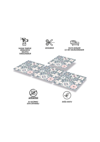 Tink KENDİNDEN YAPIŞKANLI YEŞİL-PEMBE PVC KARO 30X30 CM