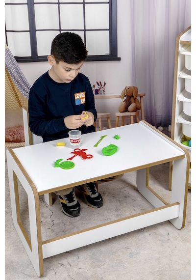 Çocuk Oyun, Aktivite Ve Etkinlik Masası, Beyaz-beyaz, 18mm Mdf Beyaz