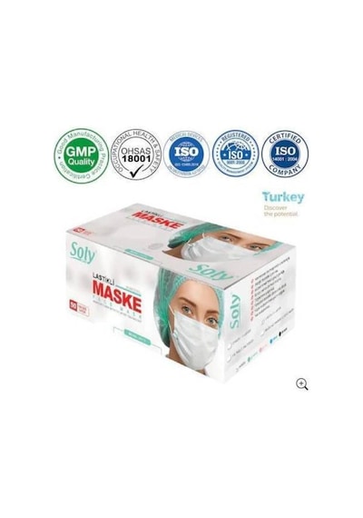 Beyaz Care Cerrahi Maske Üç Katlı Lastikli Burun Telli 50'li 4 Kutu