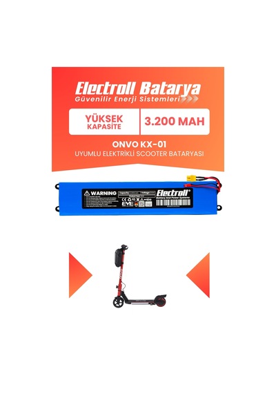 Onvo Kx-01 Uyumlu Batarya Yüksek Kapasite 21.6v 3.200mah Elektrikli Scooter Bataryası Mavi