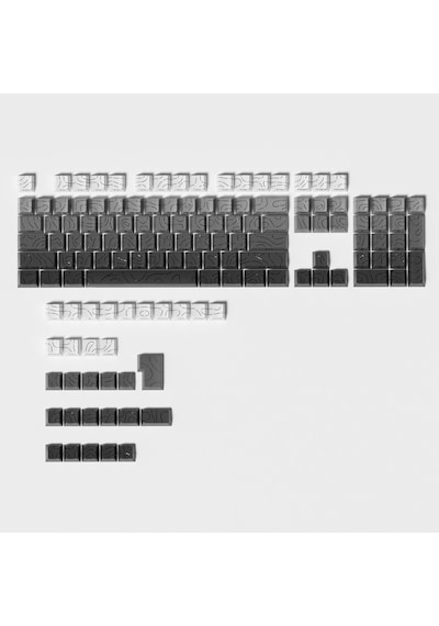 Mekanik Klavye -pbt Çift Baskı Keycap Seti- Çizgi Desenli 137 Tuşlu Siyah - Gri Tuş Takımı