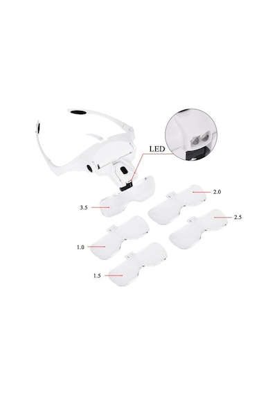 Nikula-5 Lens 1.0x-3.5x, 2led Işıklı  Ile Ayarlanabilir Gözlük Büyüteç
