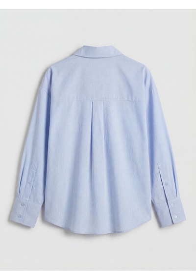 Lcwaıkıkı Classic Mavi Gömlek Yaka Oversize Oxford Bluz