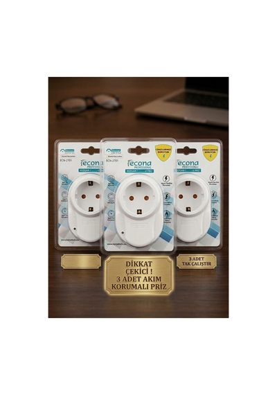 3 Adet ---3500w Akım Korumalı Tekli Topraklı Priz 3'lü Eko Set - 1800 Joule Yüksek Gerilim & Aşırı Akım Korumalı Paketi 0