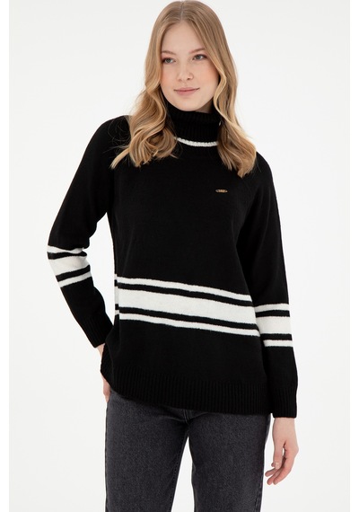 U.S. Polo Assn. Kadın Siyah Boğazlı Kazak 50297111-VR046