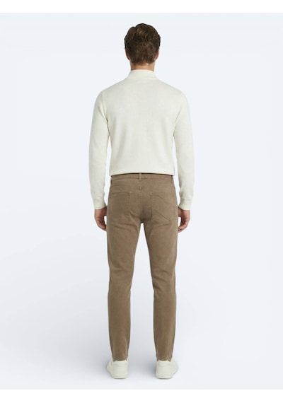 Kip Hardal Slim Fit Denim Pamuk Karışımlı Pantolon