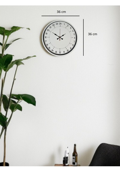 36 Cm Beyaz 24 Saat Göstergeli Özel Tasarım Duvar Saati 24 Saat Göstergeli Özel Tasarım