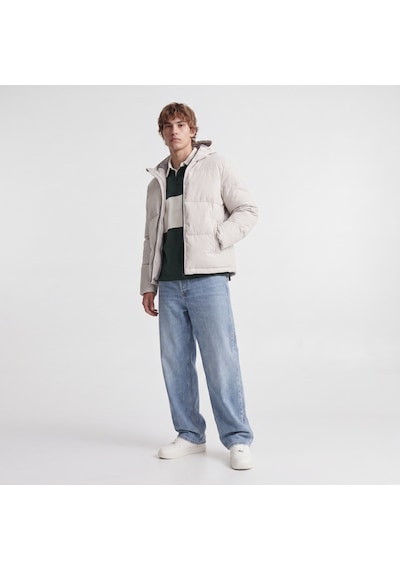 Jack & Jones Erkek Ayarlanabilir Bagcikli Kapüsonlu Puffer Ceket - Galaxy - 12303930 Moonbeam