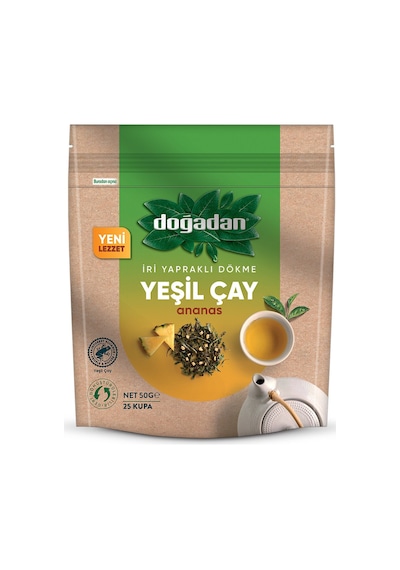 Doğadan İri Yapraklı Dökme Yeşil Çay Ananaslı 50 G - 7 Adet Tarı