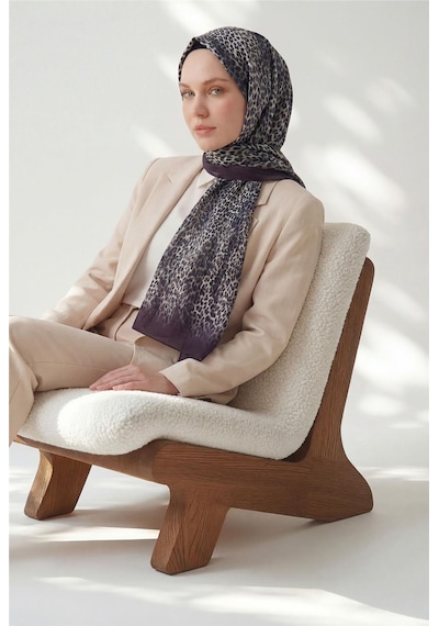 Silk Home Leopar Desen Pamuklu Patlıcan Moru 90x200 Soft Şal Çok Renkli