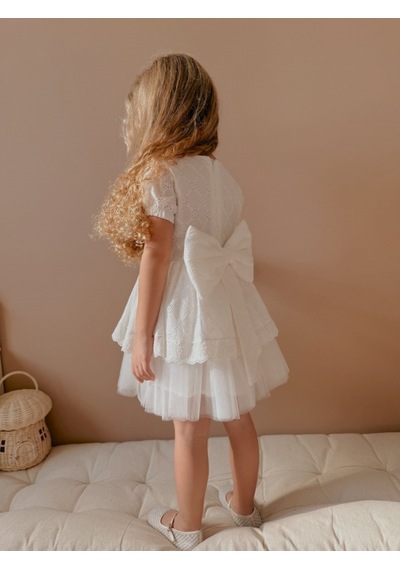 Lace Fistolu Ekru Elbise Ekru