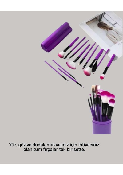 12 Li Profesyonel Makyaj Fırça Seti Ultra Yumuşak Sentetik Kıllı 67239710