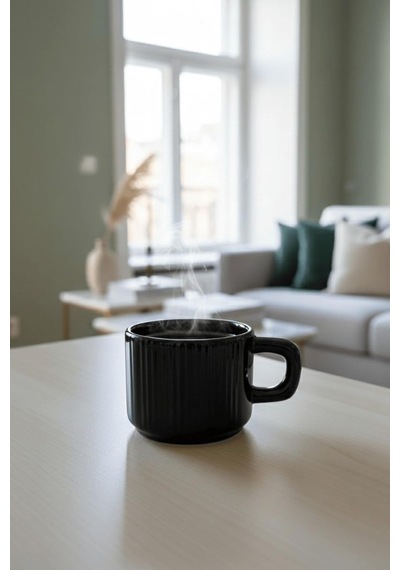 El Yapımı 260 Ml Siyah Parlak Seramik Mug Çay Kahve Kupası Mıt1301 Beyaz - Çok Renkli